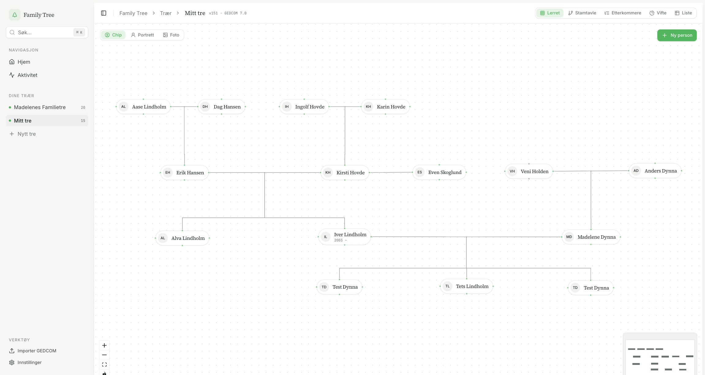 Family Tree editor · Mitt tre